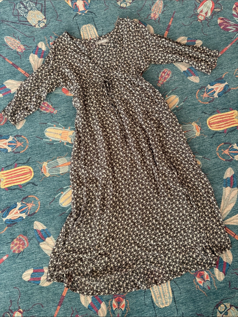 April Cornell Gray & White sheer Printed Midi dress S